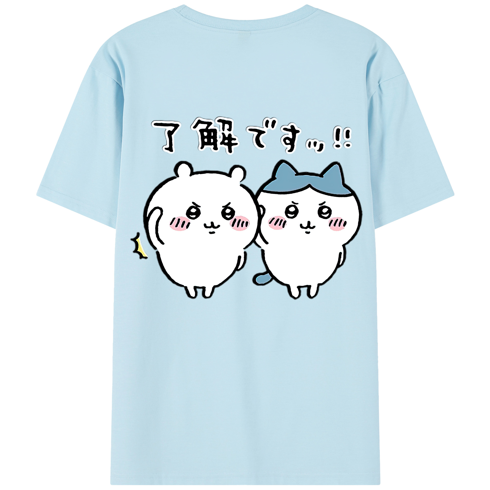 （画像用） ちいかわ ハチワレ Chii-kawa hachiware 綿100％半袖Tシャツ（背面プリント）